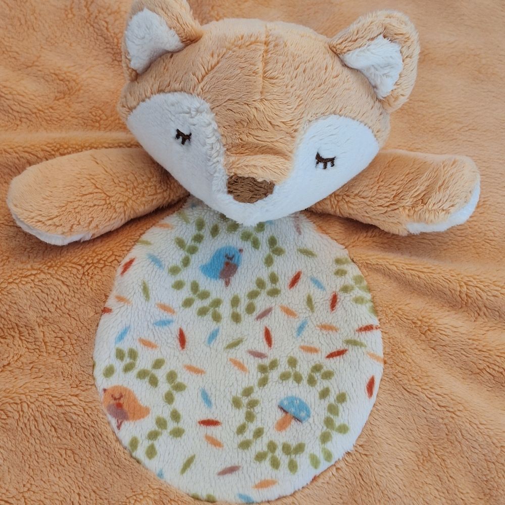 Douglas Baby Fox Lovey Security Blanket Woodland Critters Mushrooms Satin Trim - Picture 2 of 10